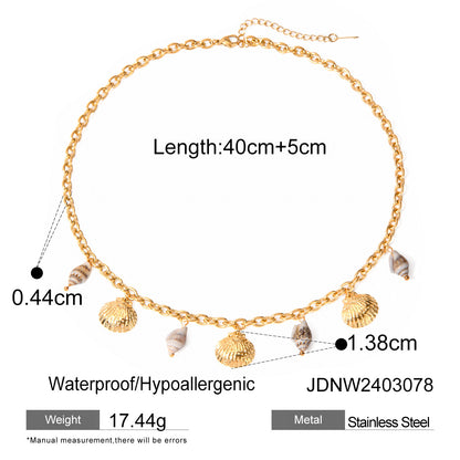 Titanium Steel Shell Necklace Light Luxury High-end Beach Vacation Style Collarbone Chain Stainless Steel Jewelry