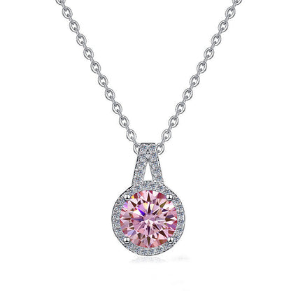 925 Sterling Silver Moissanite Pendant Clavicle Chain V-shaped Round Versatile Round Moissanite Necklace