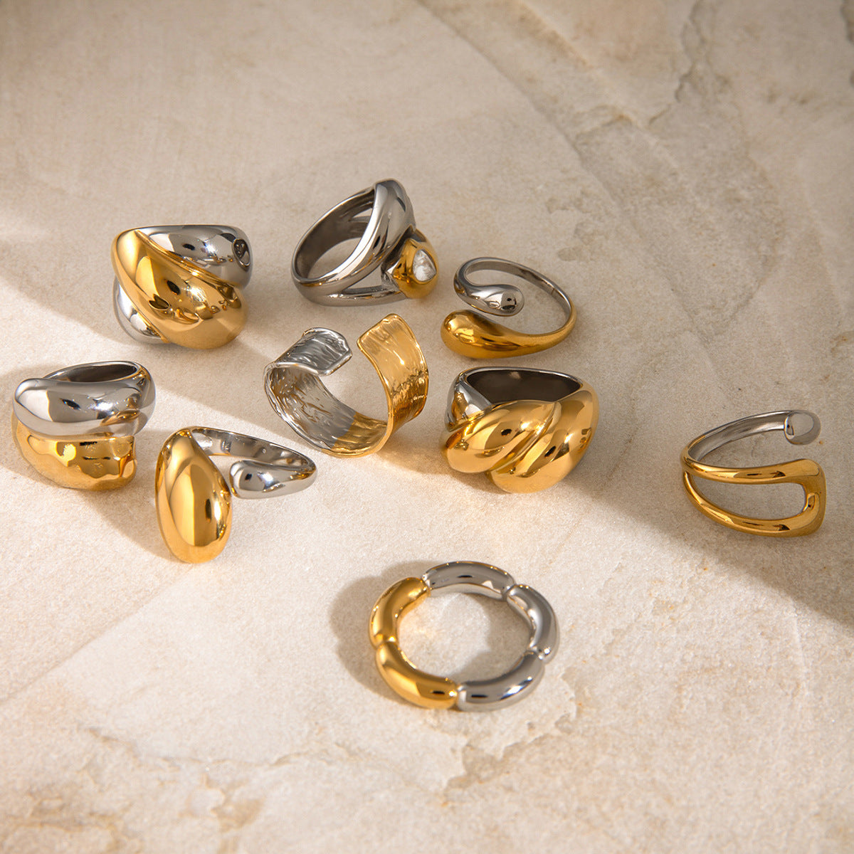 Stainless Steel Flower Ring High-End Ins Style Ring Jewelry Titanium Steel Exaggerated Rings