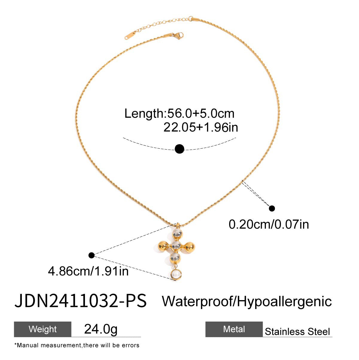 Non-Fading Cross Titanium Steel Necklace Light Luxury High-End Clavicle Chain Stainless Steel Jewelry