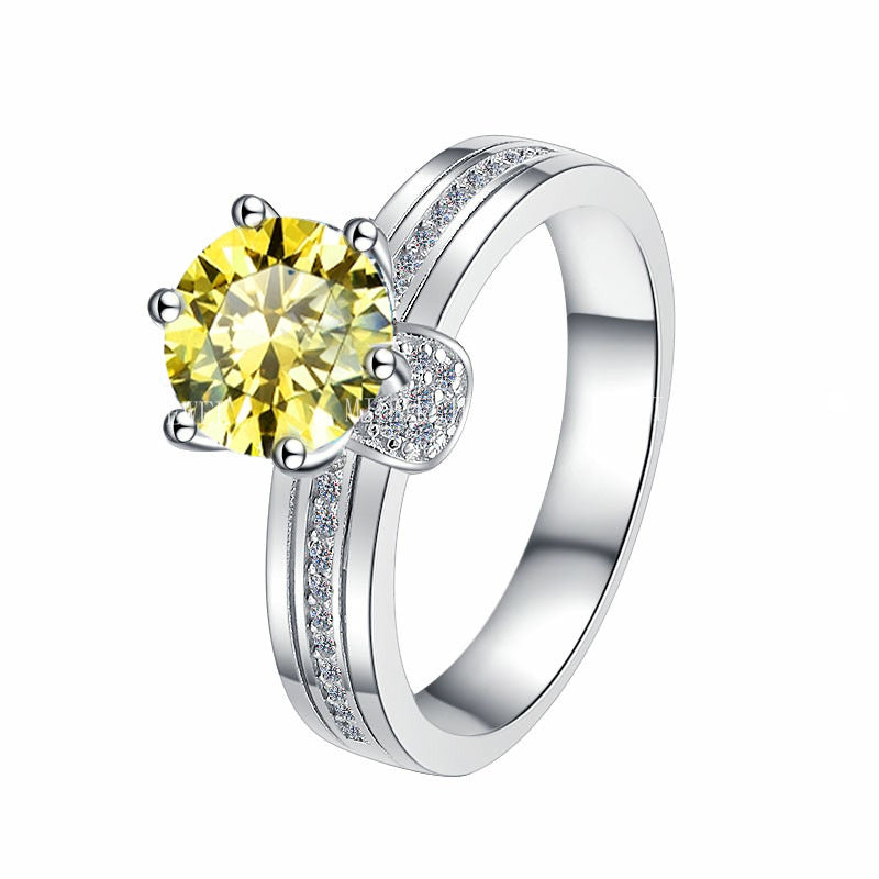 925 Sterling Silver Ring Fashionable High-end Feel Proposal Engagement Adjustable Moissanite Ring Trendy GRA