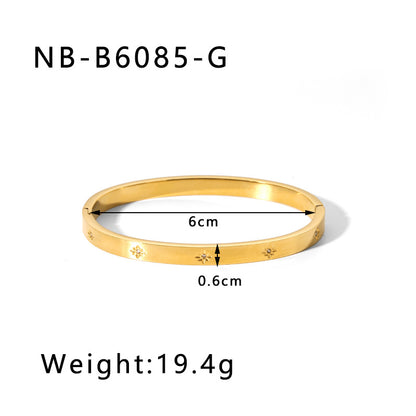 Hot-Selling Zircon Heart-Shaped Quadrilateral Geometric White Zircon Green Zircon Titanium Steel Real Gold Plated Color-Retaining Jewelry Bracelet