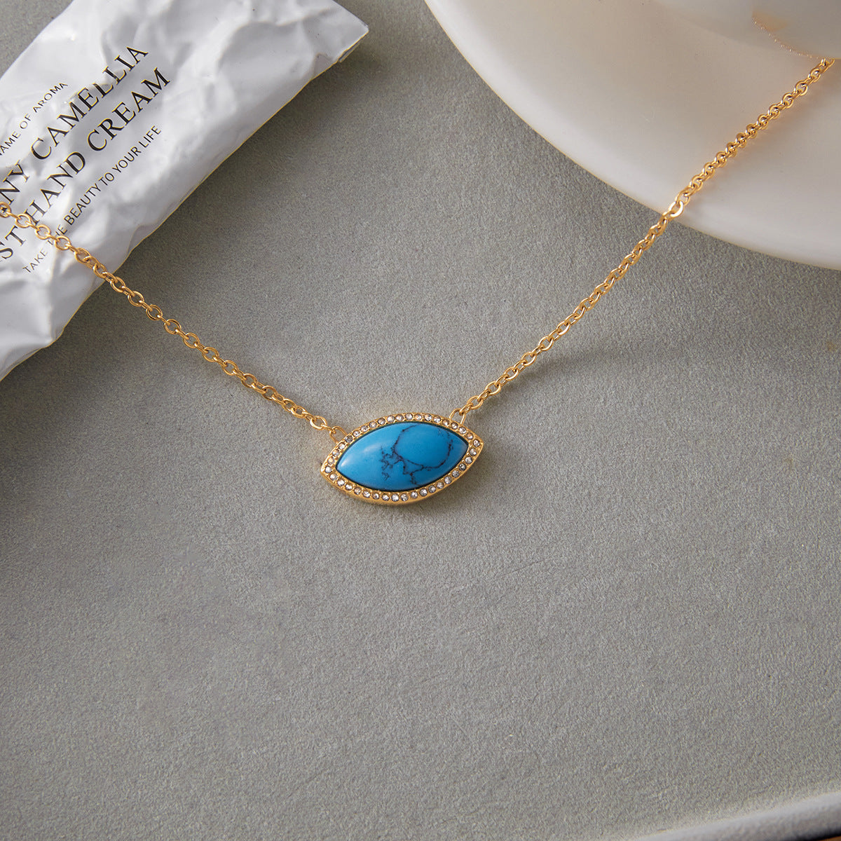 Devil's Eye Titanium Steel Necklace High-end Turquoise Earrings Non-fading Jewelry for Women Stainless Steel Accessories