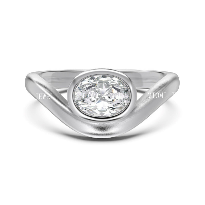 Luxury French Style S925 Sterling Silver Ring for Women with Water Drop Egg-Shaped Zircon Inlay, Exquisite Wedding Ice Flower Cut Women's Jewelry