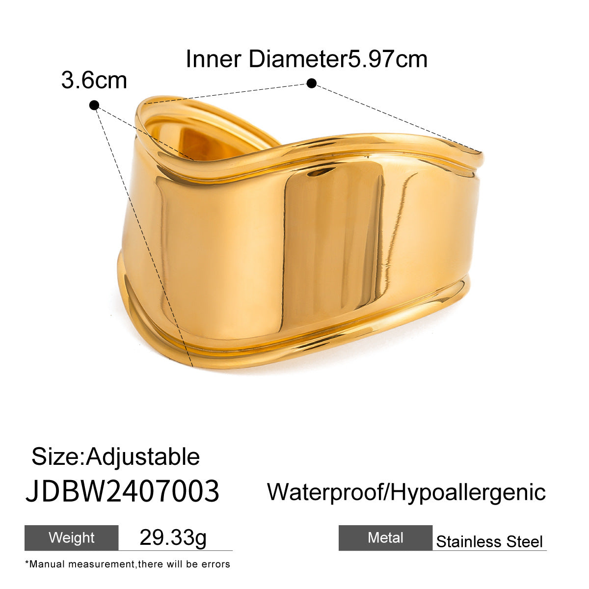 Stainless Steel Exaggerated Gold Bracelet High-end Open Bracelet Titanium Steel Jewelry Bracelet