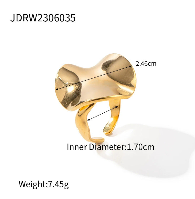 Ins Style Colorless High-end Simple Gold Steel Series Stainless Steel Plain Ring Jewelry