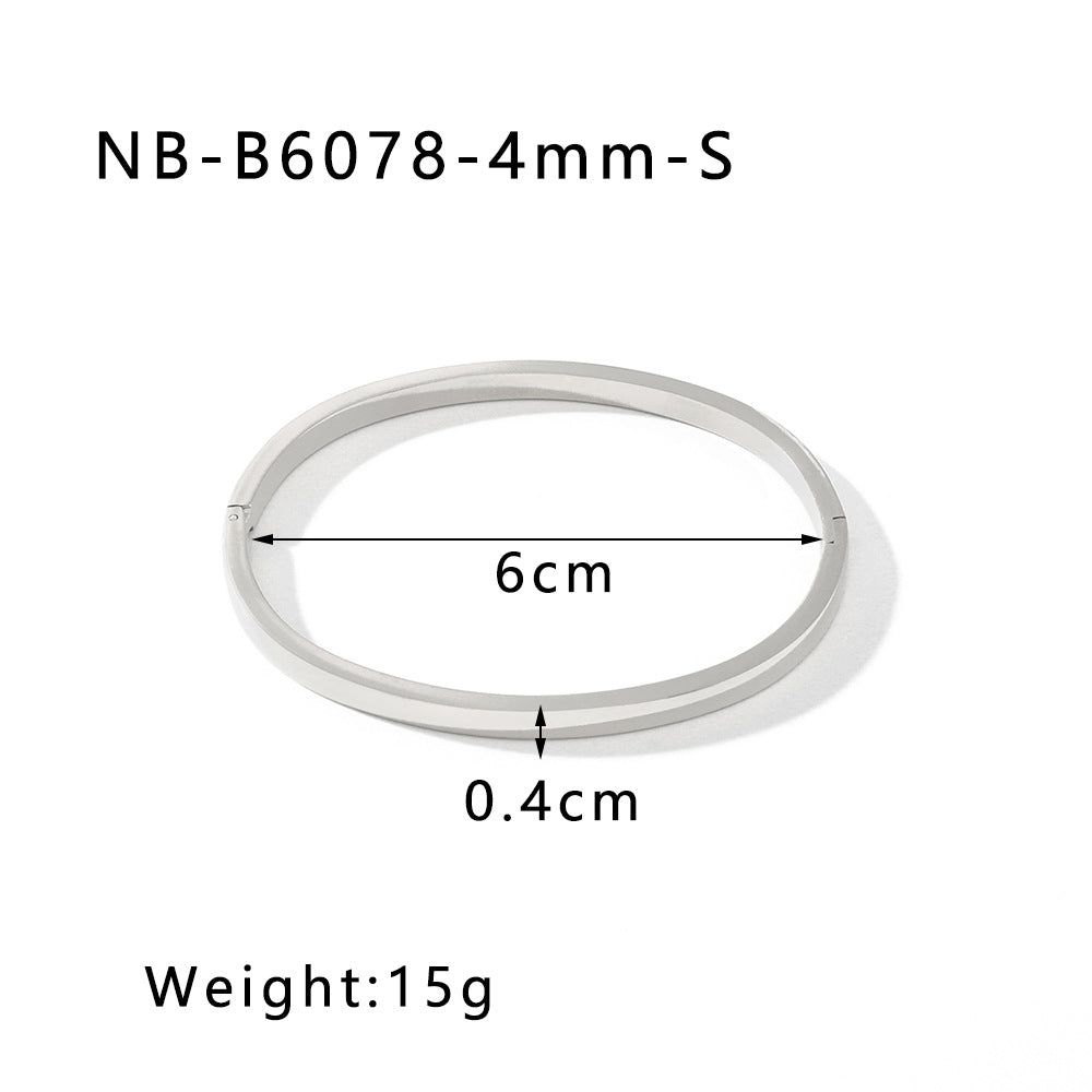 Hot-Selling Zircon Heart-Shaped Quadrilateral Geometric White Zircon Green Zircon Titanium Steel Real Gold Plated Color-Retaining Jewelry Bracelet