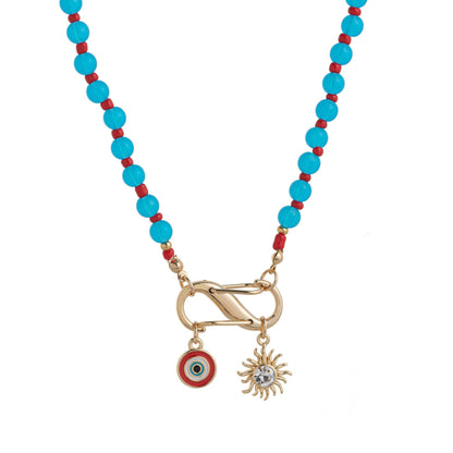 Colorful Oil Drop Pendant Color Rope Necklace Devil's Eye Heart Personality Hip Hop Unisex