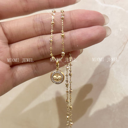S925 Sterling Silver Vintage Round Pendant Necklace Exquisite High-end Prajna Wisdom Buddha Eye Laser Bead Collarbone Chain for Women