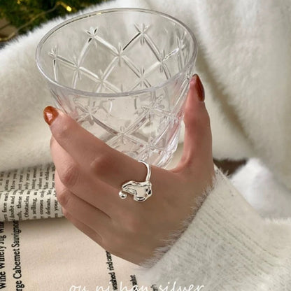 S925 Sterling Silver Irregular Heart Ring for Women, Ins Style, Niche Design, Simple and Luxurious, Versatile