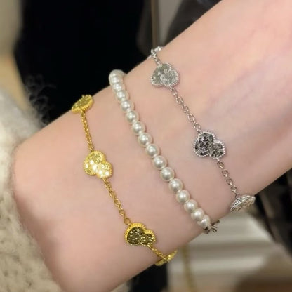 Sparkling Buchi Style Flashing CNC Crushed Ice Five-Flower Gourd Bracelet, Adjustable Length