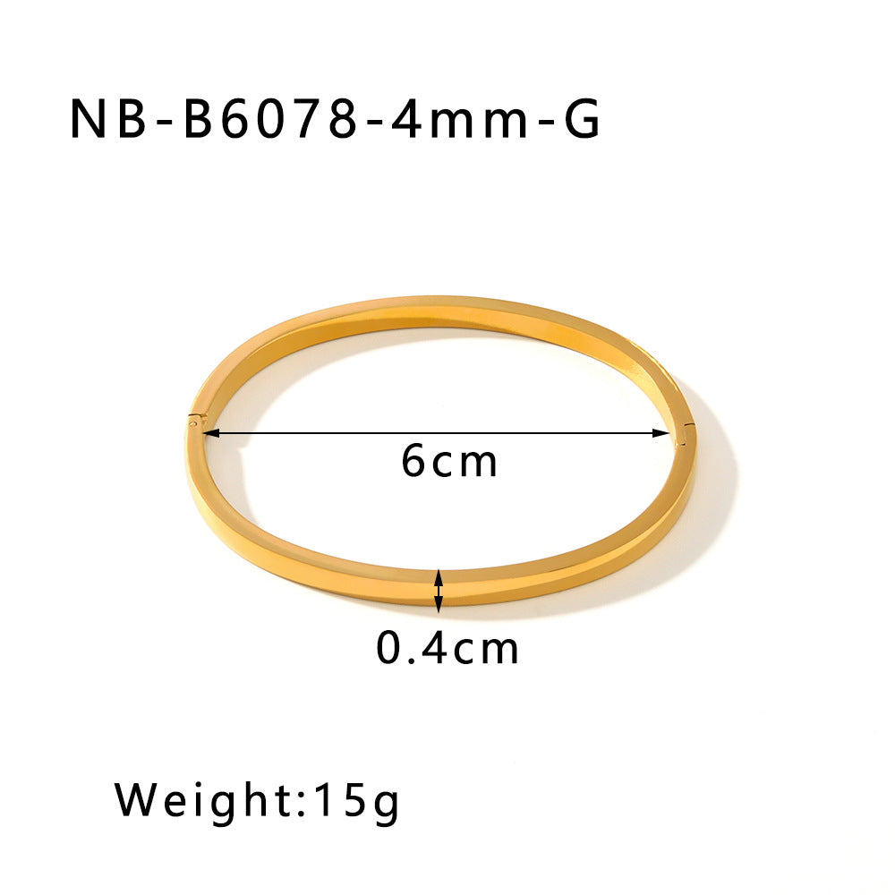 Hot-Selling Zircon Heart-Shaped Quadrilateral Geometric White Zircon Green Zircon Titanium Steel Real Gold Plated Color-Retaining Jewelry Bracelet
