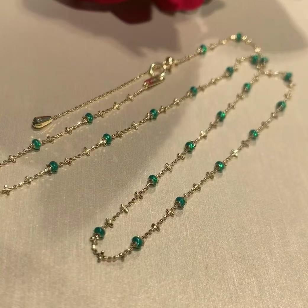 Light Spring Botanical Retro Emerald Fairy Necklace Light Luxury Retro Elegant High-End Palace Style Exquisite