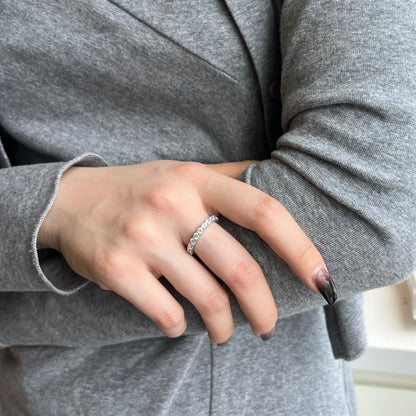 S925 Sterling Silver Ring Inlaid with Pink Water Drop Heart Zircon Ring Row Diamond Ring Pink Diamond Ring