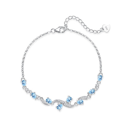 S925 Sterling Silver Bracelet for Women, High-End Pear-Shaped Natural Peridot Topaz Light Luxury Crystal Stone Hot Item