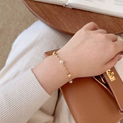 Pure Silver S925 Cat's Eye Pearl Bracelet Vintage Simple Fashionable Elegant Light Luxury High-end Niche