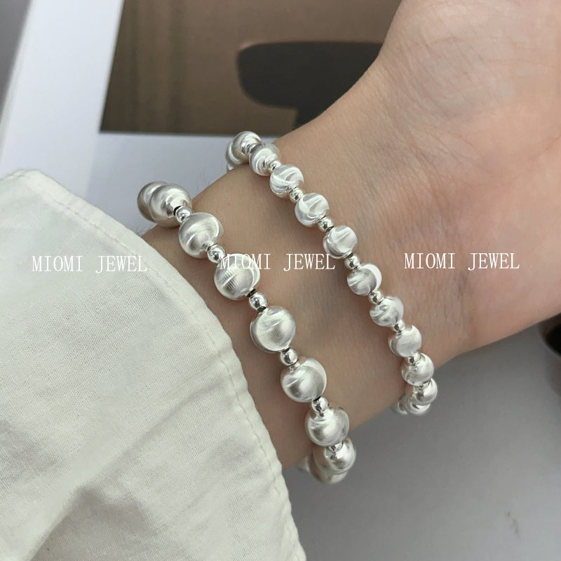 S925 Sterling Silver Cat Eye Lucky Bead Bracelet for Women Korean Version Exquisite Fashionable Unique Design Sense Hand Jewelry