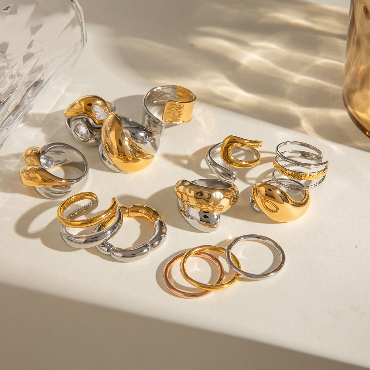 Stainless Steel Flower Ring High-End Ins Style Ring Jewelry Titanium Steel Exaggerated Rings