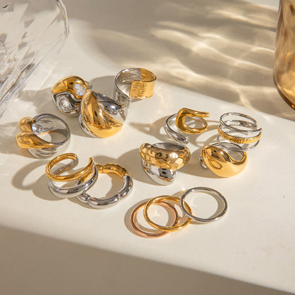 Stainless Steel Flower Ring High-End Ins Style Ring Jewelry Titanium Steel Exaggerated Rings