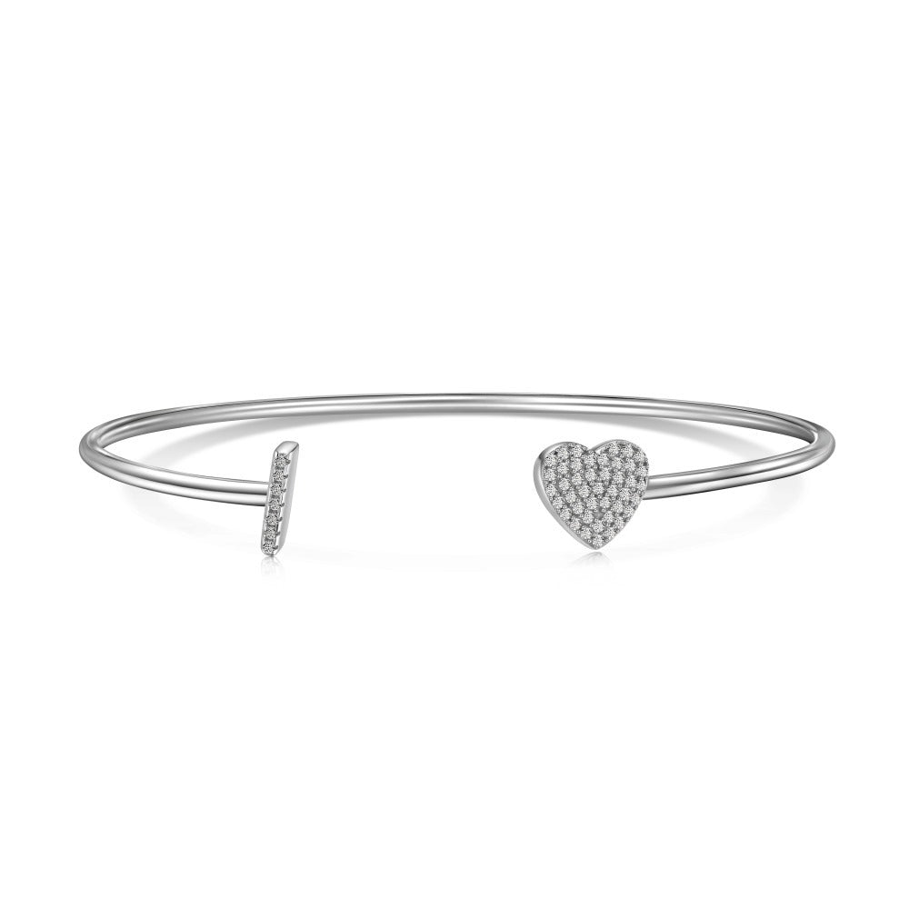 S925 Sterling Silver English Letter Bracelet for Women with Micro Pave Zirconia, Light Luxury Personality Style Bracelet