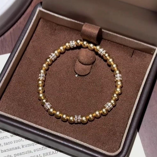 925 Sterling Silver Ancient Gold Barrel Bead Bracelet Vintage Elegant Light Luxury Bracelet High-end Bracelet