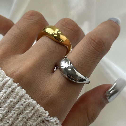 Stainless Steel Ring High-End Niche Exaggerated Ring Titanium Steel 18k Gold Hand Jewelry Ring