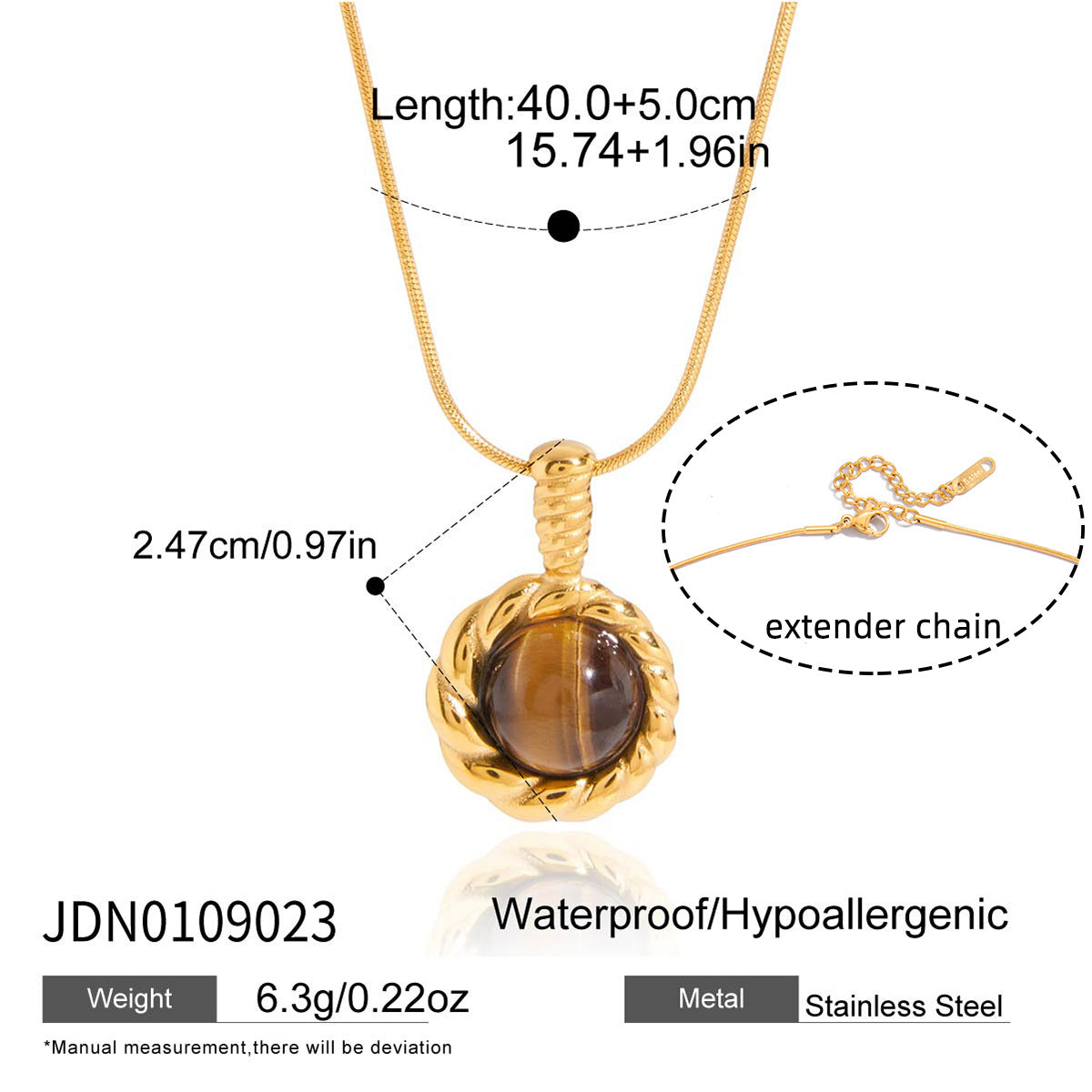 Titanium Steel Tiger Eye Necklace Accessories for Women, Light Luxury High-End Clavicle Chain, Stainless Steel Jewelry, Non-Fading