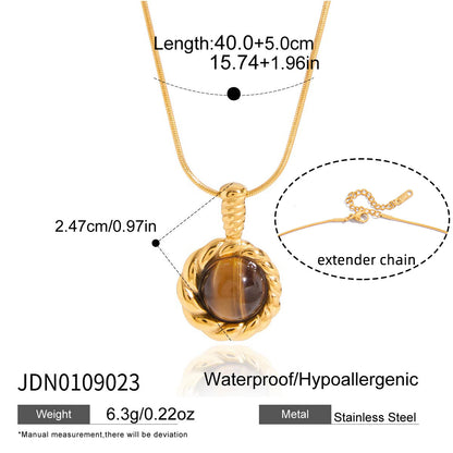 Titanium Steel Tiger Eye Necklace Accessories for Women, Light Luxury High-End Clavicle Chain, Stainless Steel Jewelry, Non-Fading
