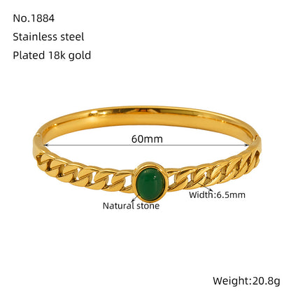 Hot-Selling Non-Fading Bracelet Titanium Steel Gold Wide Open Versatile Cuban Diamond-Studded Bracelet Factory Direct Sale