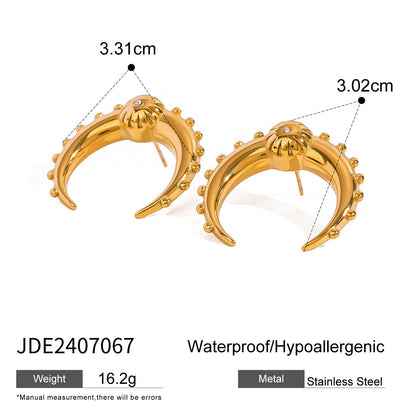 Stainless Steel Double C Earrings High-End Ins Zircon Studs Titanium Steel Ear Jewelry Earrings