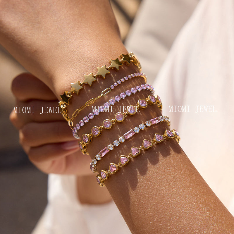 Quiet Design Classic Style 18K Gold Stainless Steel Smooth Pentagram Bracelet Stainless Steel Trendy Bracelet Jewelry
