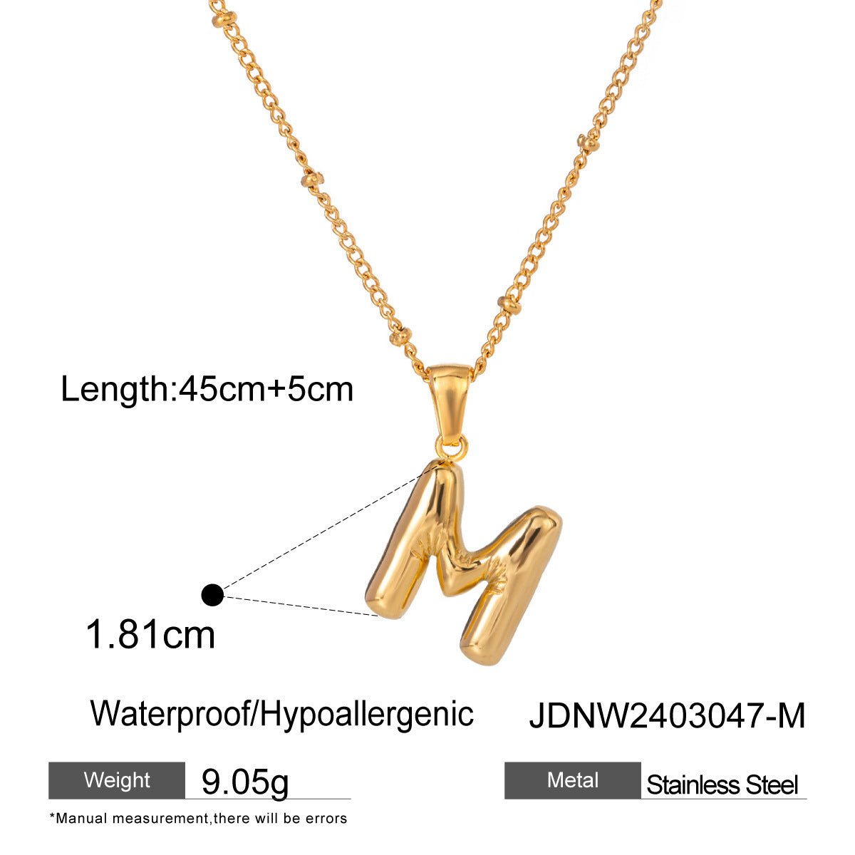 Stainless Steel Letter Necklace Pendant High-End Clavicle Chain Titanium Steel Jewelry Necklace