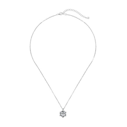 S925 Sterling Silver Zircon Necklace for Women Fashion High-End Inlaid Single Diamond Classic Simple Six-Prong Pendant Collarbone Chain
