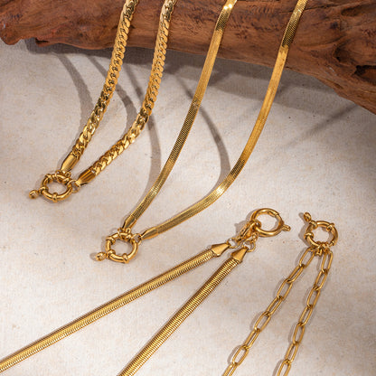 INS Trend Retro Necklace for Women High-end Simple Minimalist Style Multi-layer Chain Collarbone 18k Gold Choker