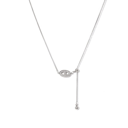 Exquisite Pig Nose Diamond-Studded Titanium Steel Pendant Necklace 18K Real Gold Fashion Light Luxury Pull-Out Clavicle Chain