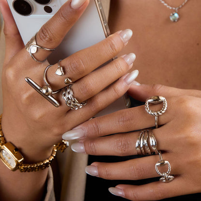 Steel Color Ring Titanium Steel Non-Fading Jewelry Light Luxury High-End Feel Stainless Steel Accessories Rings