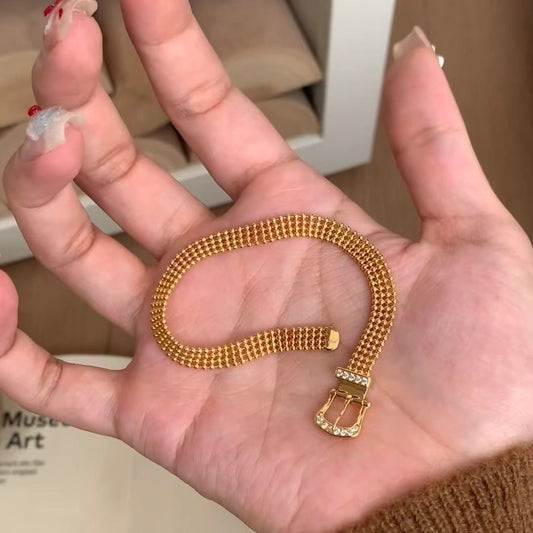 Pure Silver S925 High Carbon Diamond Light Luxury Style High-end Lace Strap Bracelet