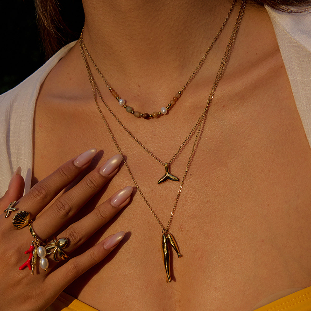 Stainless Steel Necklace Accessories for Women, Design Sense Summer Titanium Steel Jewelry, High-End Light Luxury Niche Choker