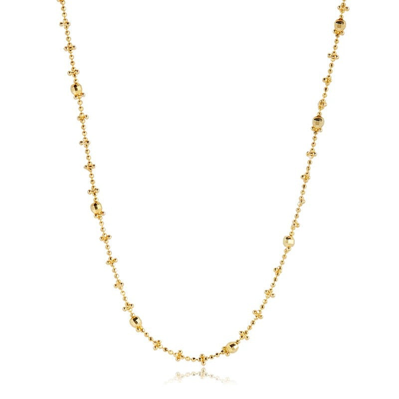 High Quality S925Sterling Silver Plated18K Real Gold Italian Fairy Necklace Handmade Sparkling Diamond Cut Women's Collarbone Chain