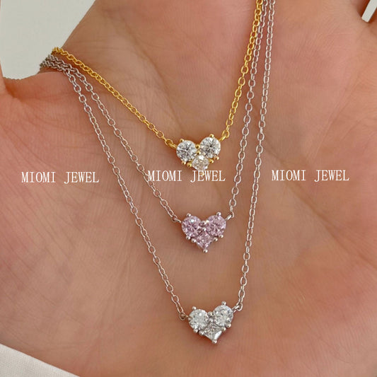 S925 Sterling Silver Heart Necklace for Women Inlaid with Zirconia Unique Niche Design Collarbone Chain