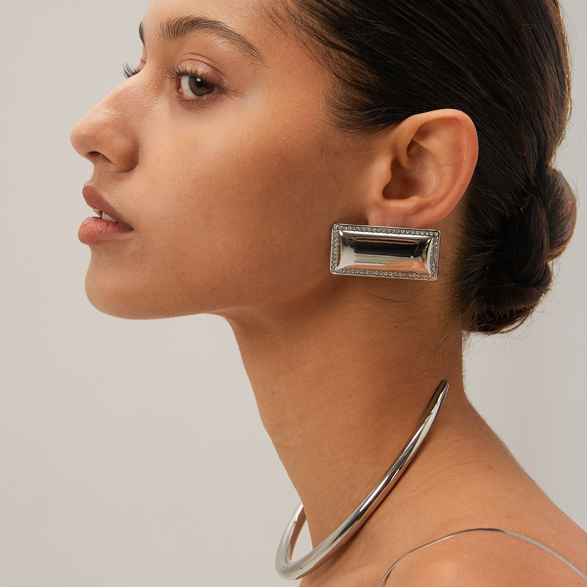 New Fashion Simple Oval Bead Bracelet Jewelry INS Style 14K Gold Stainless Steel Necklace Women's Choker