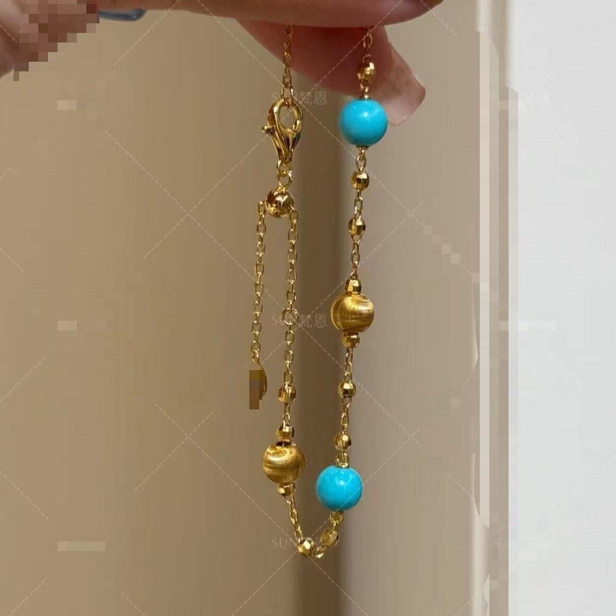 Pure Silver S925 Light Luxury Blue Pine Cat's Eye Bracelet Fashion Retro Exquisite Niche Design Sense Simple Elegant Versatile