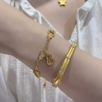 Pure Silver S925 Full Diamond Fortune Gourd Bracelet for Women, Light Luxury Niche Design, High-end Versatile Exquisite Bracelet Jewelry