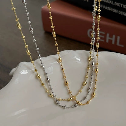 High Quality S925Sterling Silver Plated18K Real Gold Italian Fairy Necklace Handmade Sparkling Diamond Cut Women's Collarbone Chain