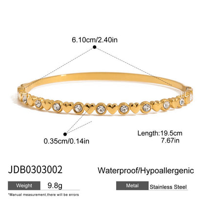 Stainless Steel Heart Zircon Bracelet Light Luxury High-end Titanium Steel Bangle Non-fading Women's Jewelry
