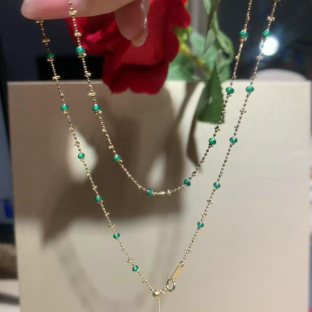 Light Spring Botanical Retro Emerald Fairy Necklace Light Luxury Retro Elegant High-End Palace Style Exquisite