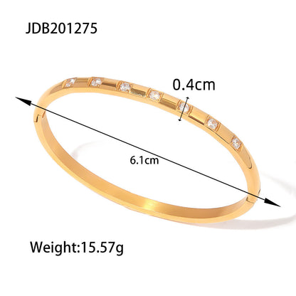 Stainless Steel Zircon Bracelet High-End Ins Open Bangle Titanium Steel Jewelry Bracelet