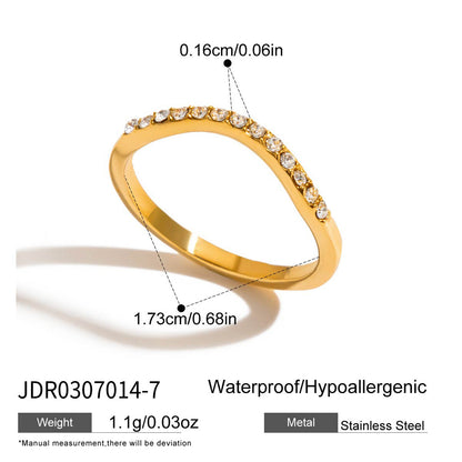 Zircon Ring Titanium Steel Non-Fading Necklace for Women Light Luxury High-End Feel Connected Finger Bracelet Stainless Steel Jewelry