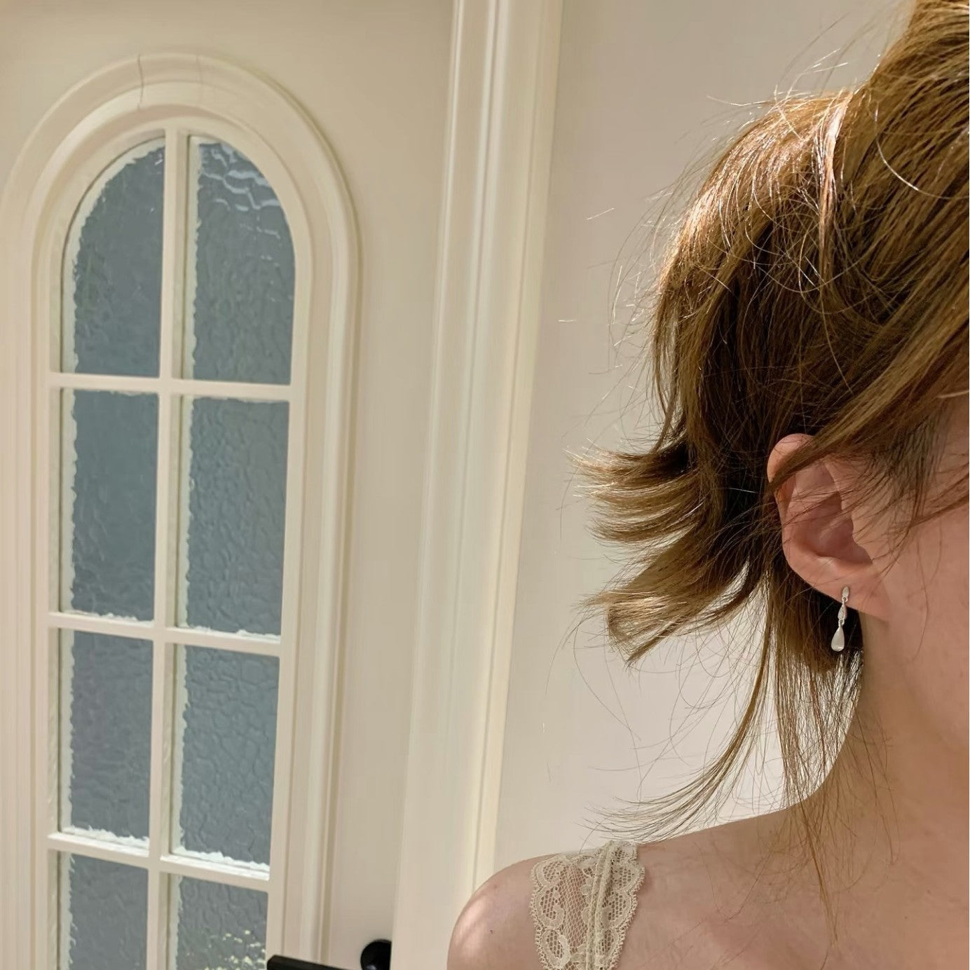 Pure Silver S925 Brushed Craft Rachel Necklace Earring Set Light Luxury High-end Fashion Versatile Adjustable Collarbone Chain