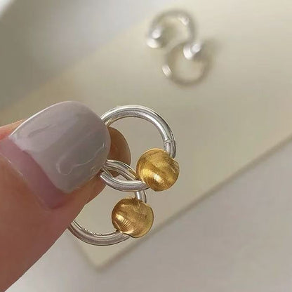 S925 Silver Cat Eye Round Bead Earrings Elegant Ins Style Korean Design Color-Block High-End Fashion Earrings